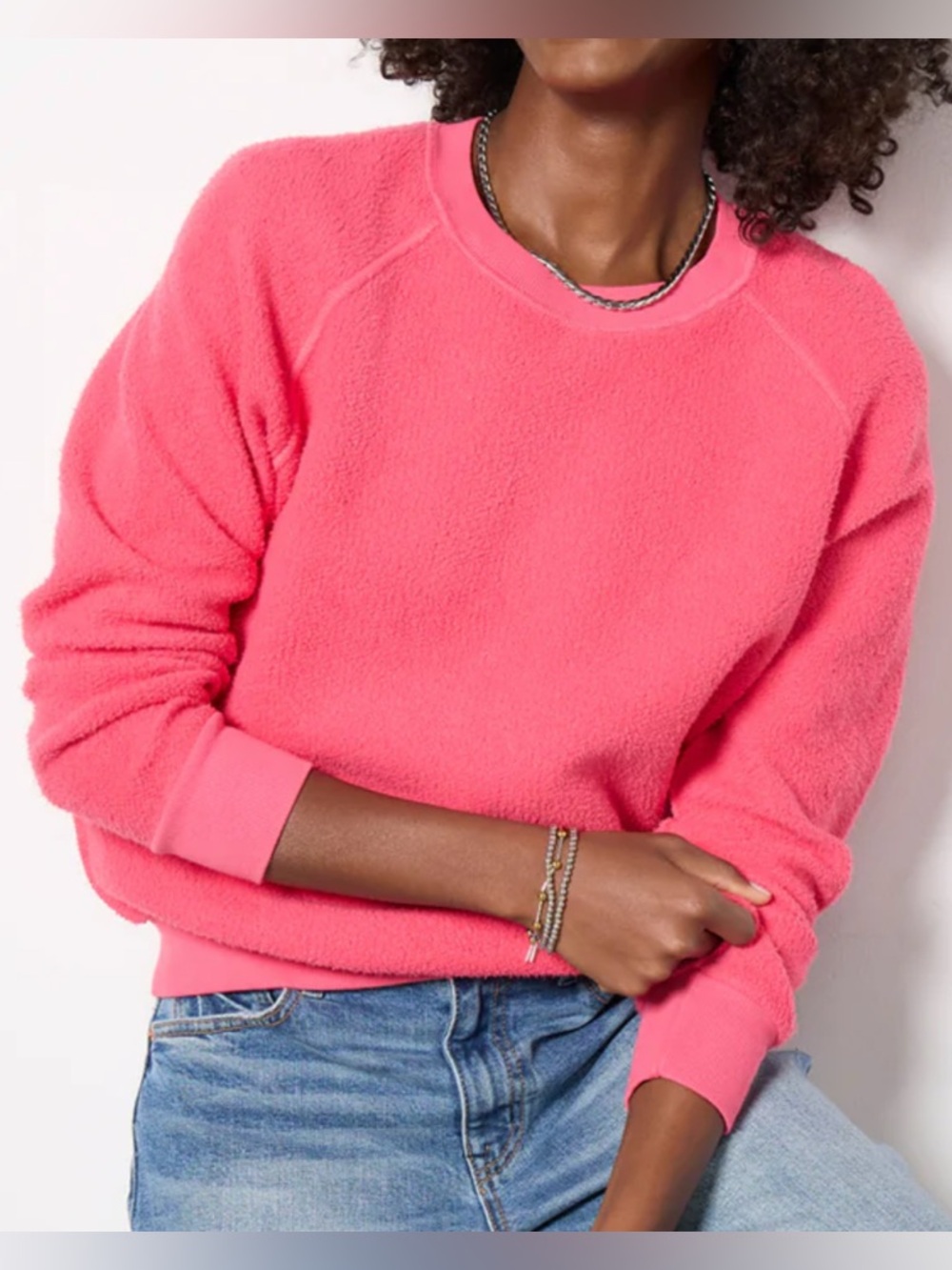 perfectwhitetee Ziggy Shrunken Sweatshirt Pink Bloom size M